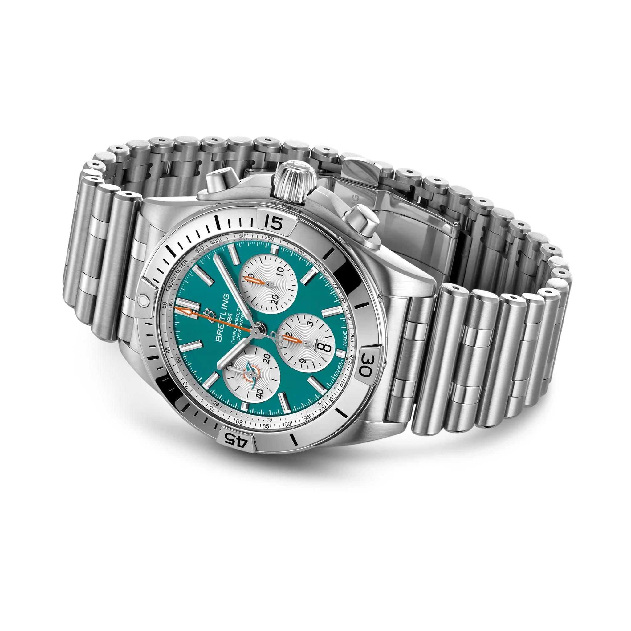 Breitling Chronomat B01 42 NFL Miami Dolphins Edition with Stainless Steel Bracelet