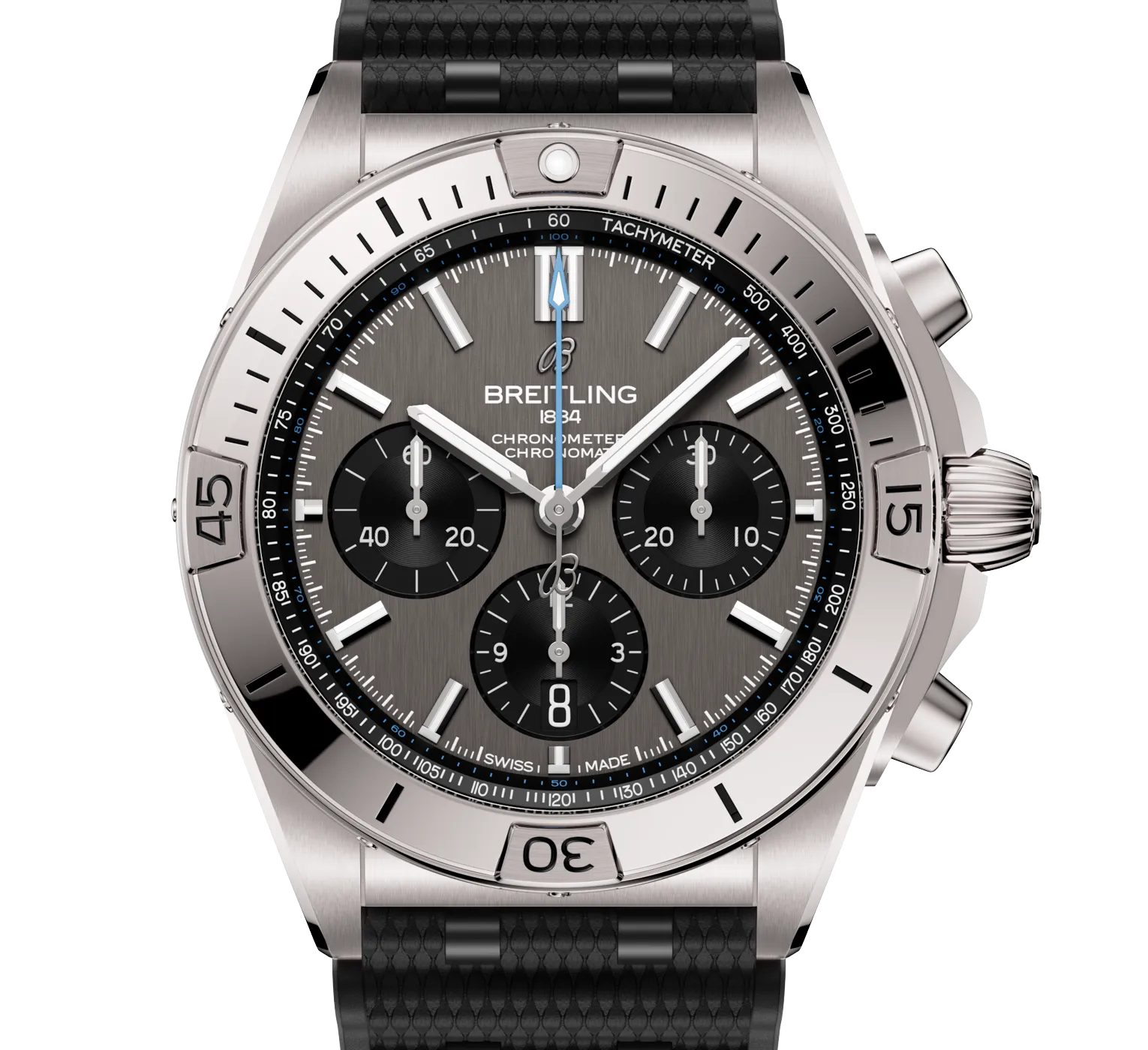 Breitling Chronomat B01 42 Watch with Black Rubber Rouleaux Strap