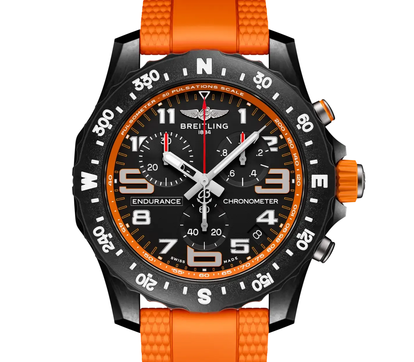 Breitling Endurance Pro 44 Watch with Orange Rubber Strap