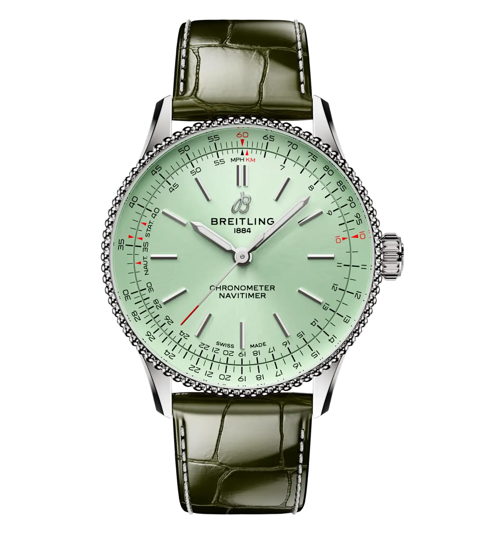 Breitling Navitimer Automatic 36 Watch with Green Leather Strap