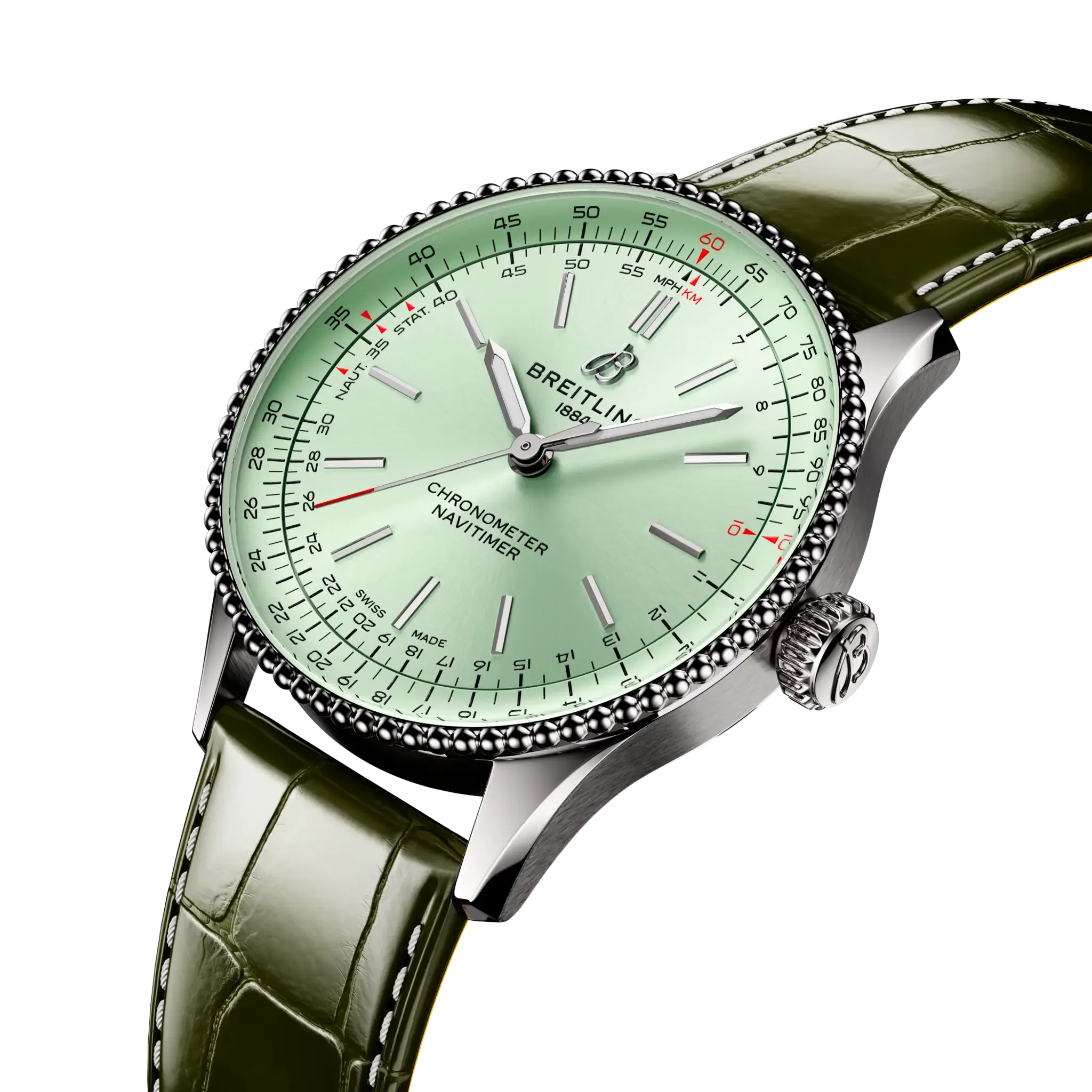 Breitling Navitimer Automatic 36 Watch with Green Leather Strap