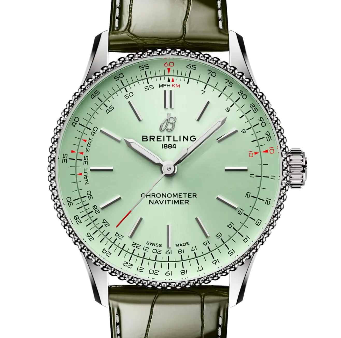 Breitling Navitimer Automatic 36 Watch with Green Leather Strap