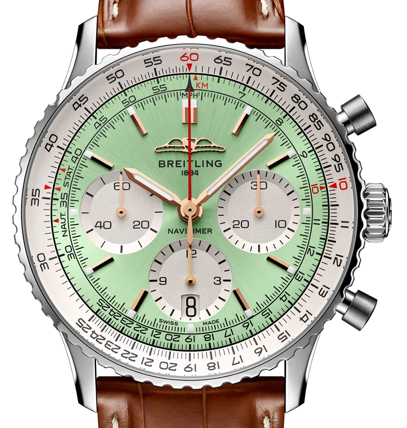 Breitling Navitimer B01 41mm Watch with Mint Green Dial