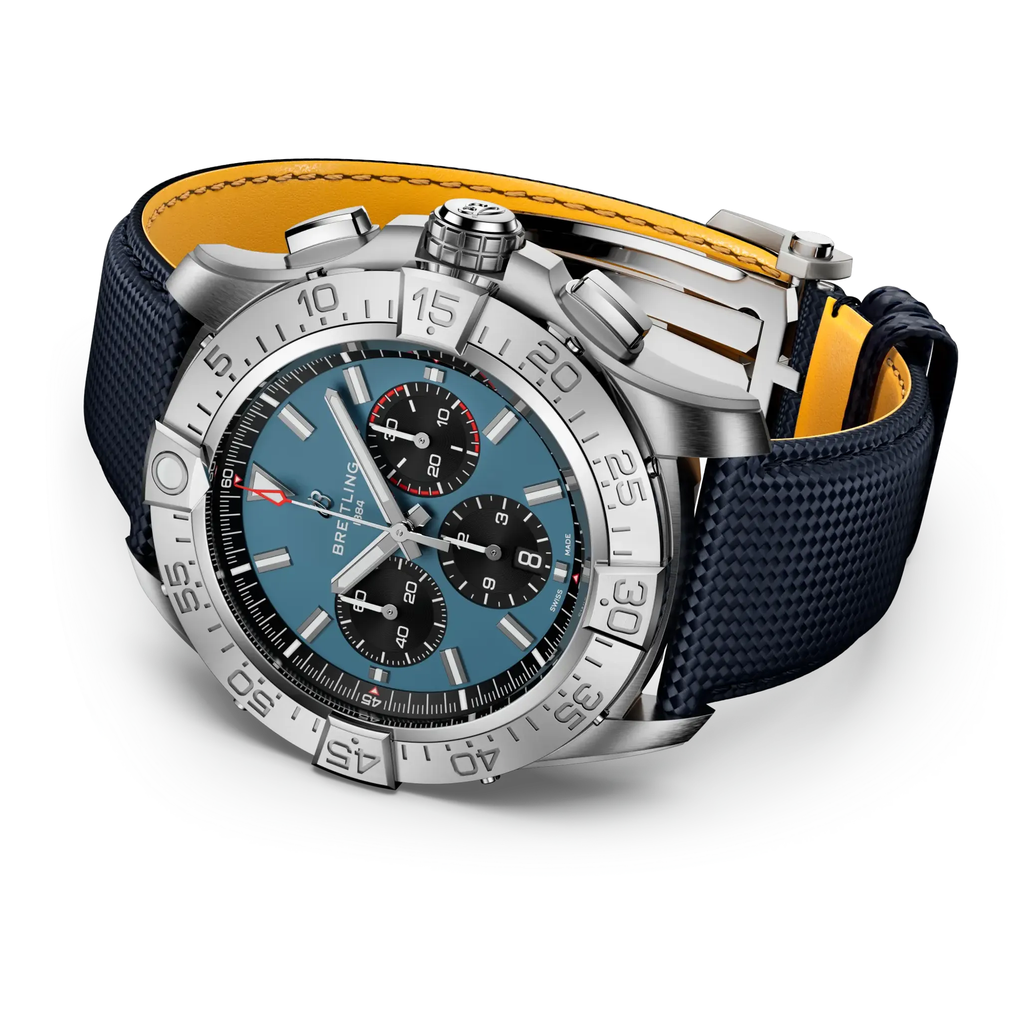 Breitling Super Avenger B01 Chronograph 46 Watch with Blue Leather Strap