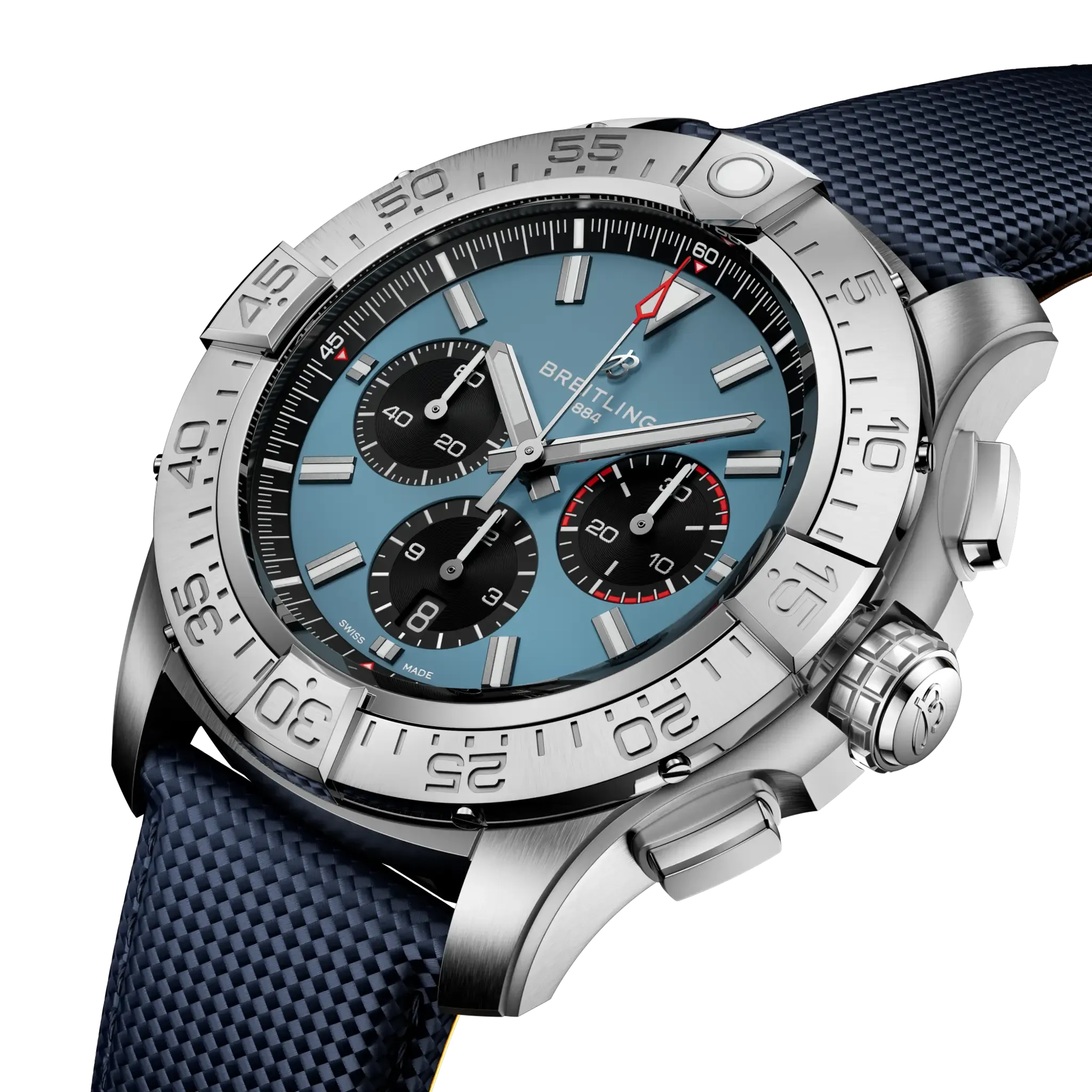 Breitling Super Avenger B01 Chronograph 46 Watch with Blue Leather Strap