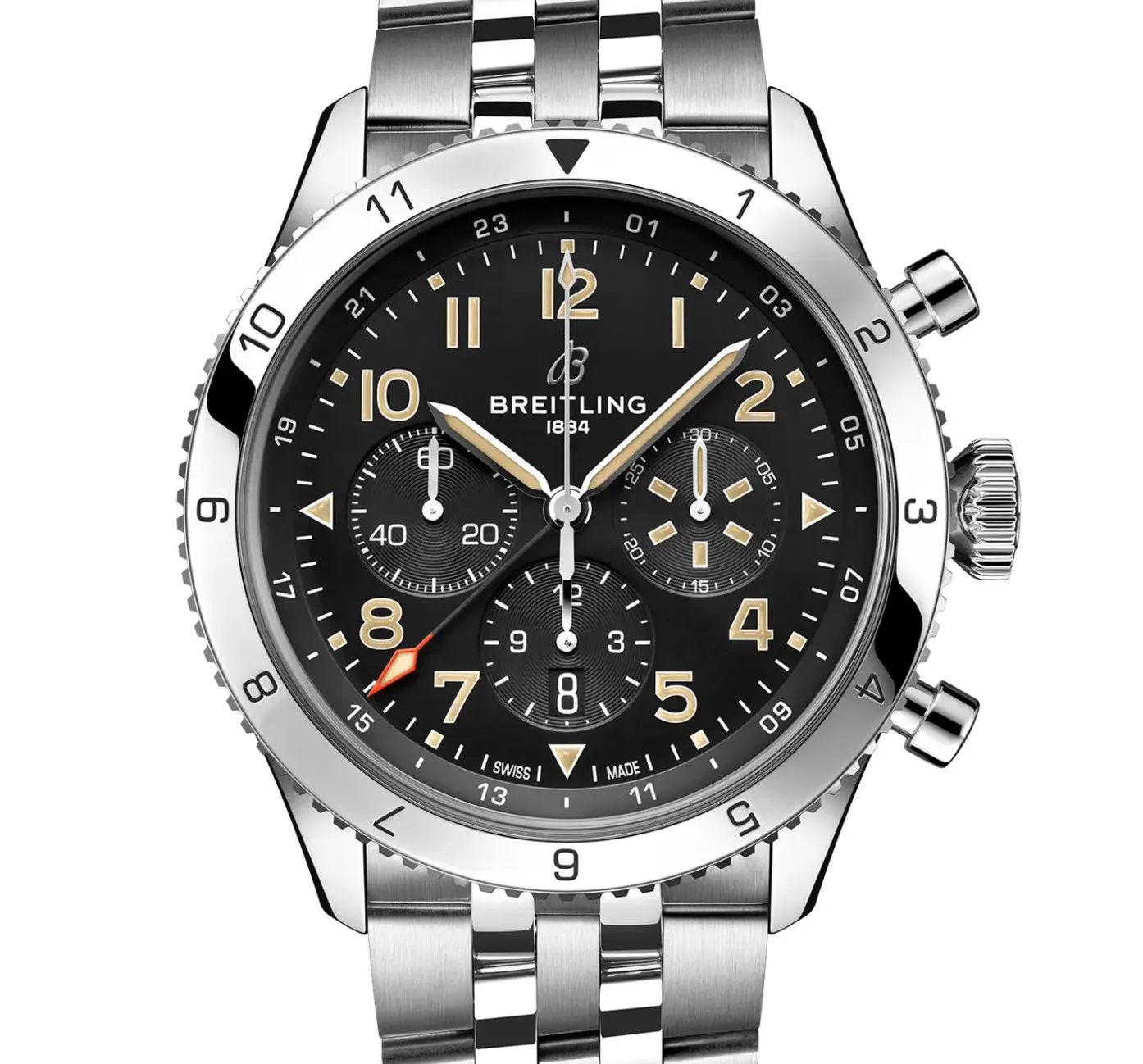 Breitling Super AVI B04 Chronograph GMT 46 P-51 Mustang Watch with Stainless Steel Bracelet