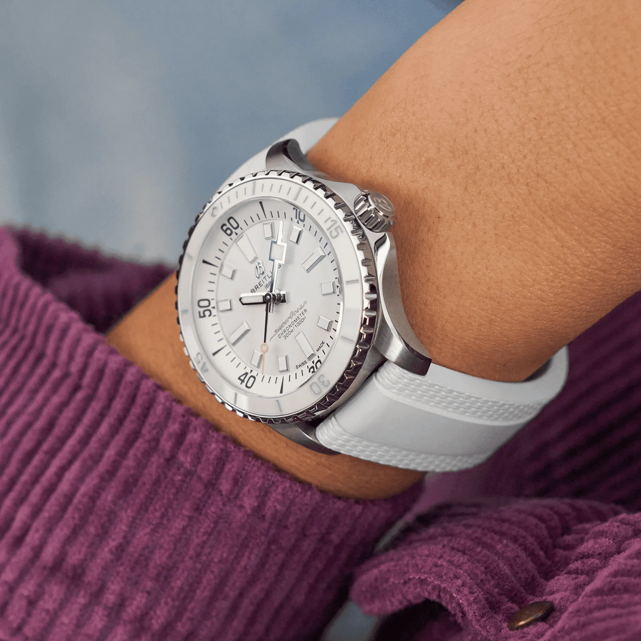 Breitling Superocean White on Rubber Watch, 36mm