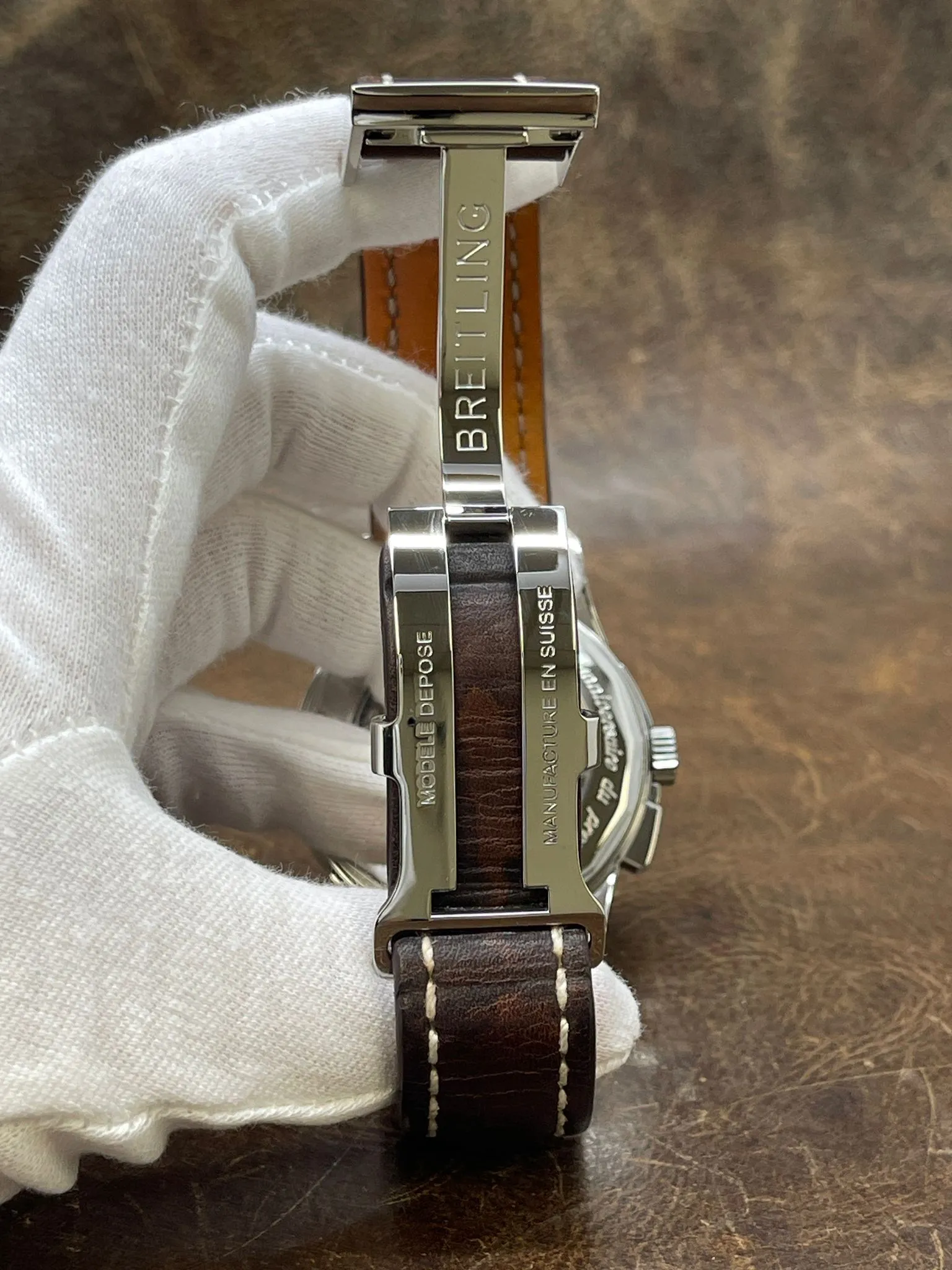 Breitling Transocean Chronograph 1915 AB1411 Silver Dial Manual Wind Men's Watch