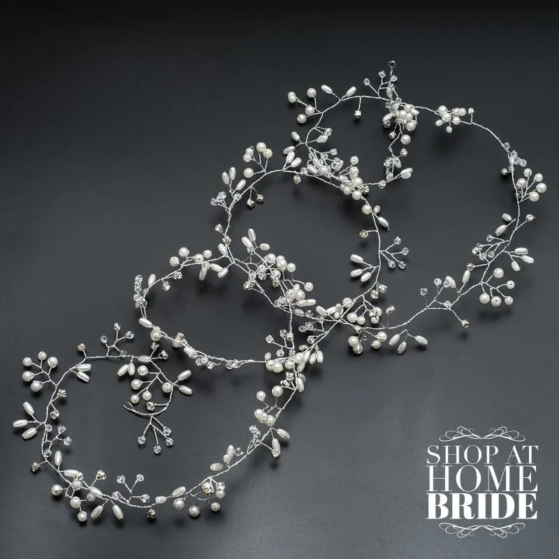 Bridal Hair Vine Rhinestones Pearls