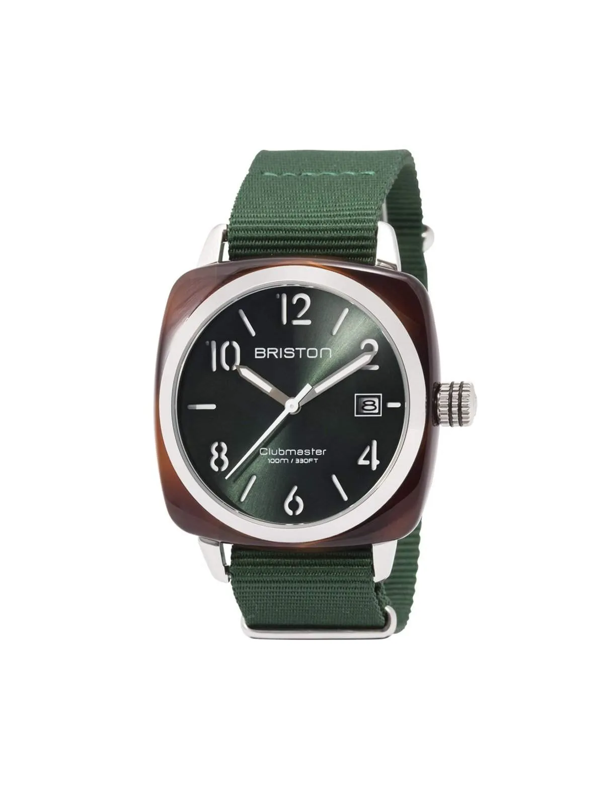 Briston Clubmaster Classic Acetate HMS Tortoise Shell Green Sunray Dial 40mm