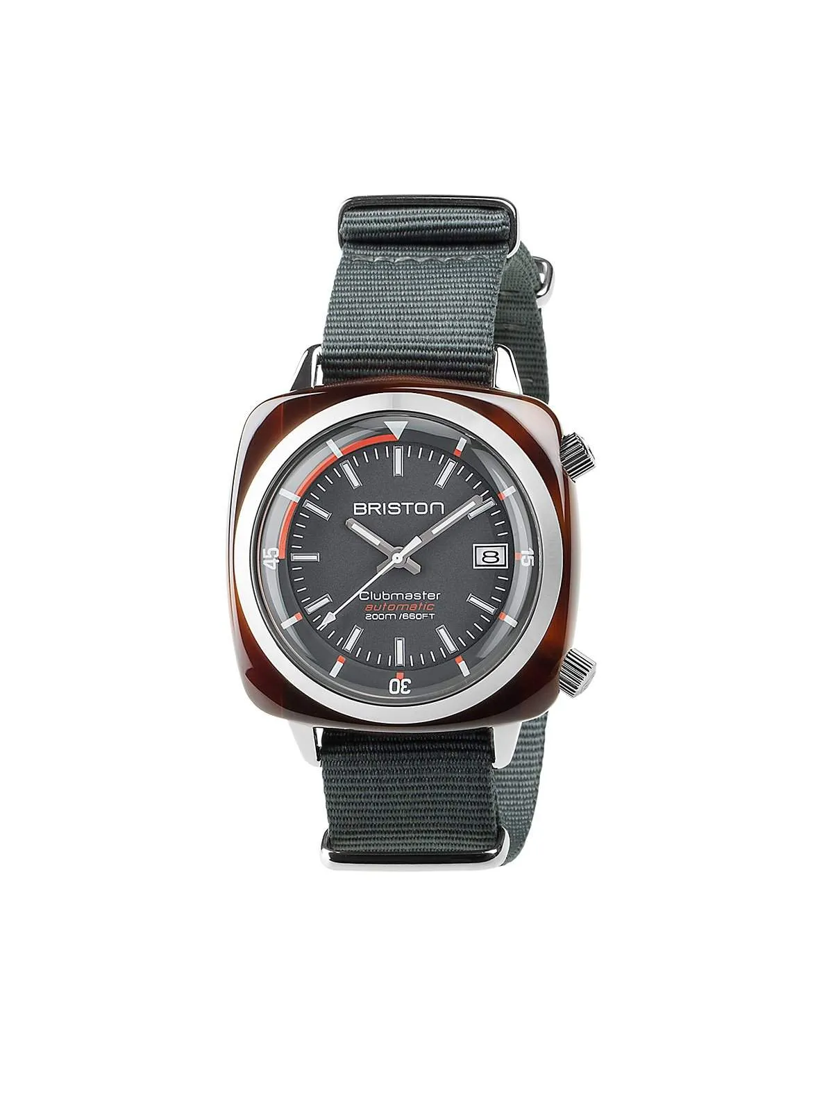 Briston Clubmaster Diver Acetate Automatic HMS Tortoise Shell Grey Dial 42mm