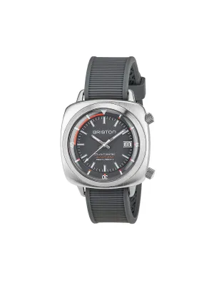 Briston Clubmaster Diver Brushed Steel Automatic HMS Grey Dial 42mm