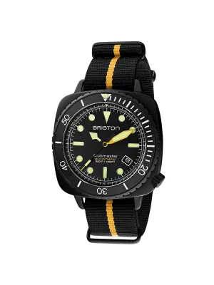 Briston Clubmaster Diver Pro Automatic Acetate Black Yellow Nato Strap 44mm