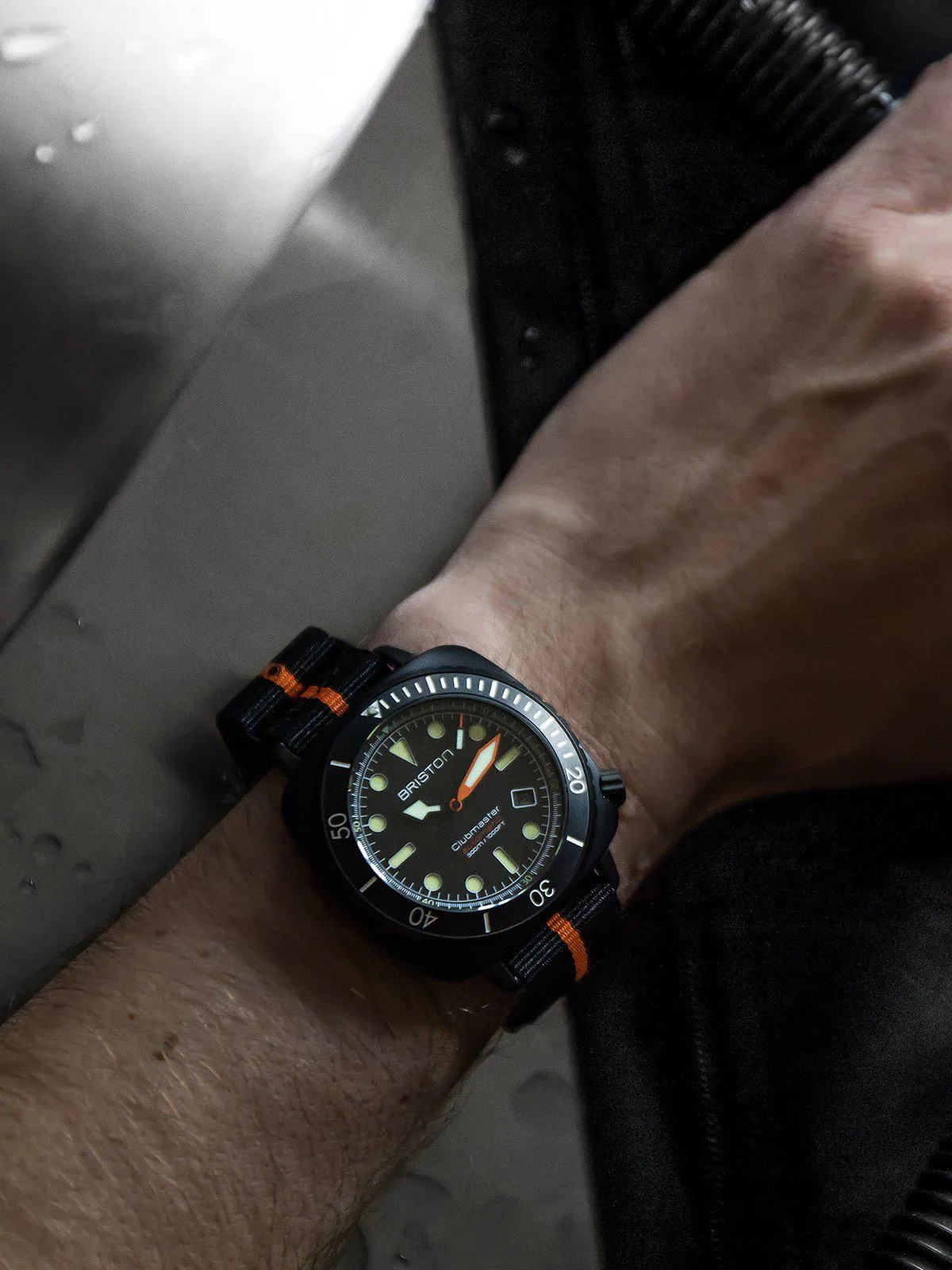 Briston Clubmaster Diver Pro Automatic Acetate Black Yellow Nato Strap 44mm