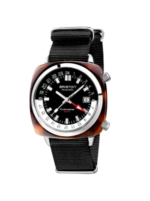Briston Clubmaster GMT Traveler HMS Automatic Acetate Black Dial Black Nato Strap 42mm