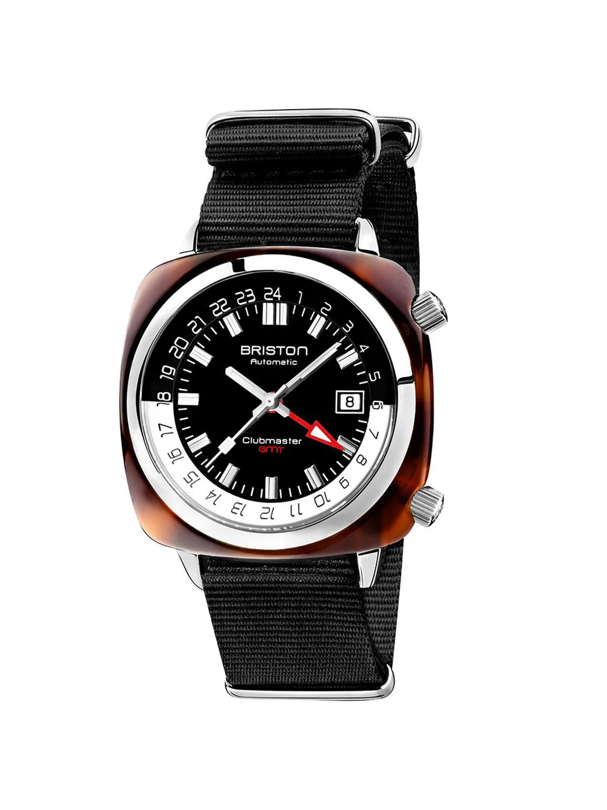 Briston Clubmaster GMT Traveler HMS Automatic Acetate Black Dial Black Nato Strap 42mm