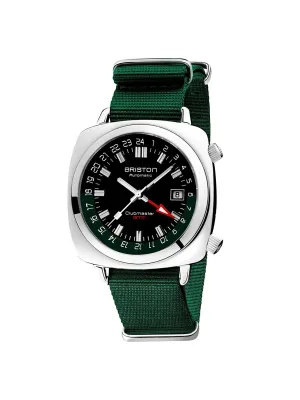 Briston Clubmaster GMT Traveler HMS Automatic Steel Black Dial British Green Nato Strap 42mm