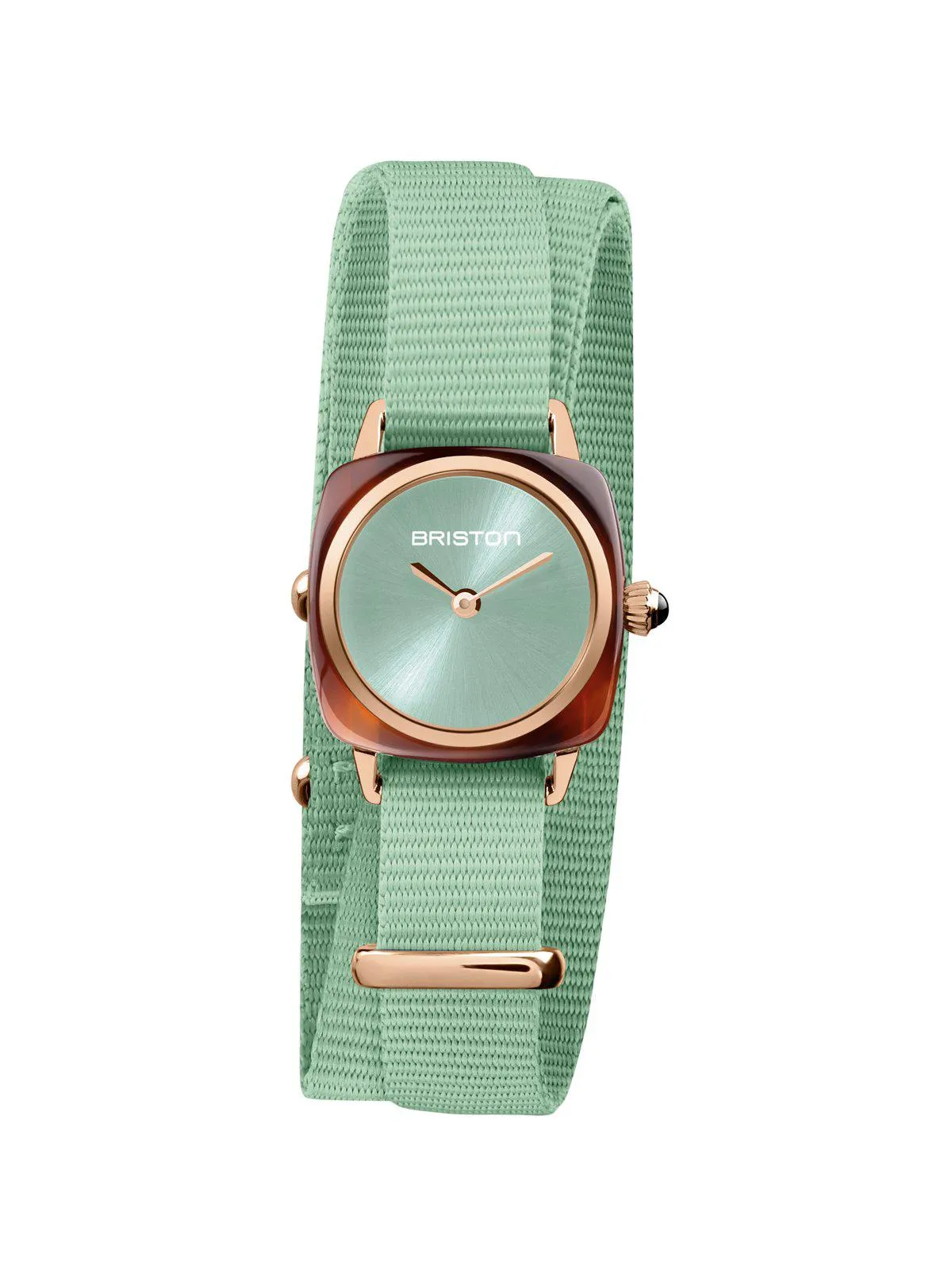 Briston Clubmaster Lady Acetate HM Aqua Green Sunray Dial Rose Gold Double Tour 24mm