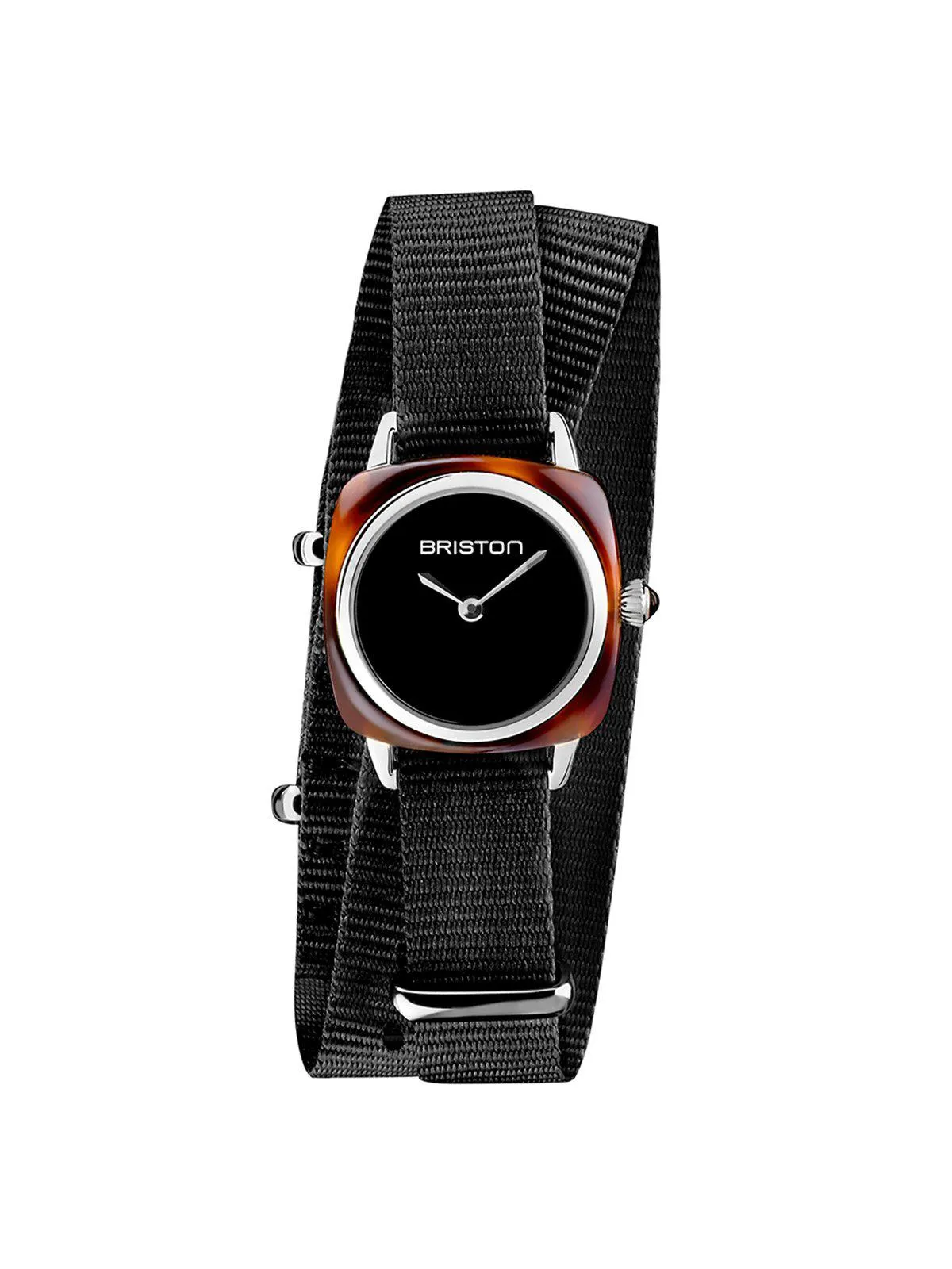 Briston Clubmaster Lady Acetate HM Tortoise Shell Black Dial Black Double Tour Nato Strap 24mm