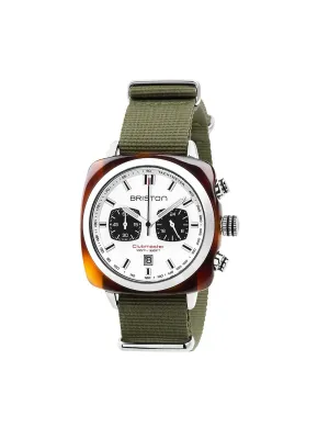 Briston Clubmaster Sport Acetate Chronograph Tortoise Shell White Dial 42mm