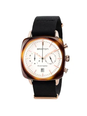 Briston Clubmaster Vintage Acetate Chronograph Gold White Dial And Rose Gold NATO 40mm