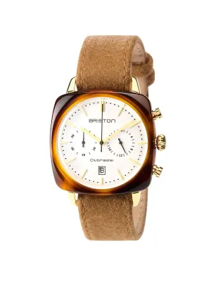 Briston Clubmaster Vintage Acetate Chronograph Gold White Dial And Yellow Gold 40mm