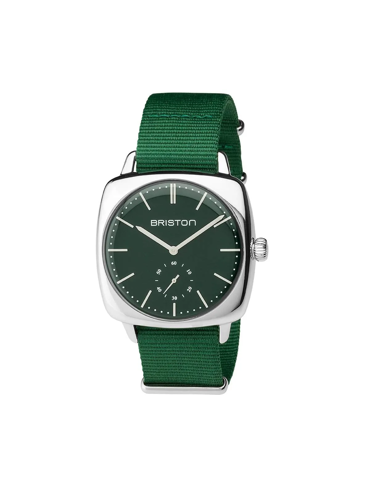 Briston Clubmaster Vintage Steel Small Second British Green Matt Dial British Green Nato Strap 40mm