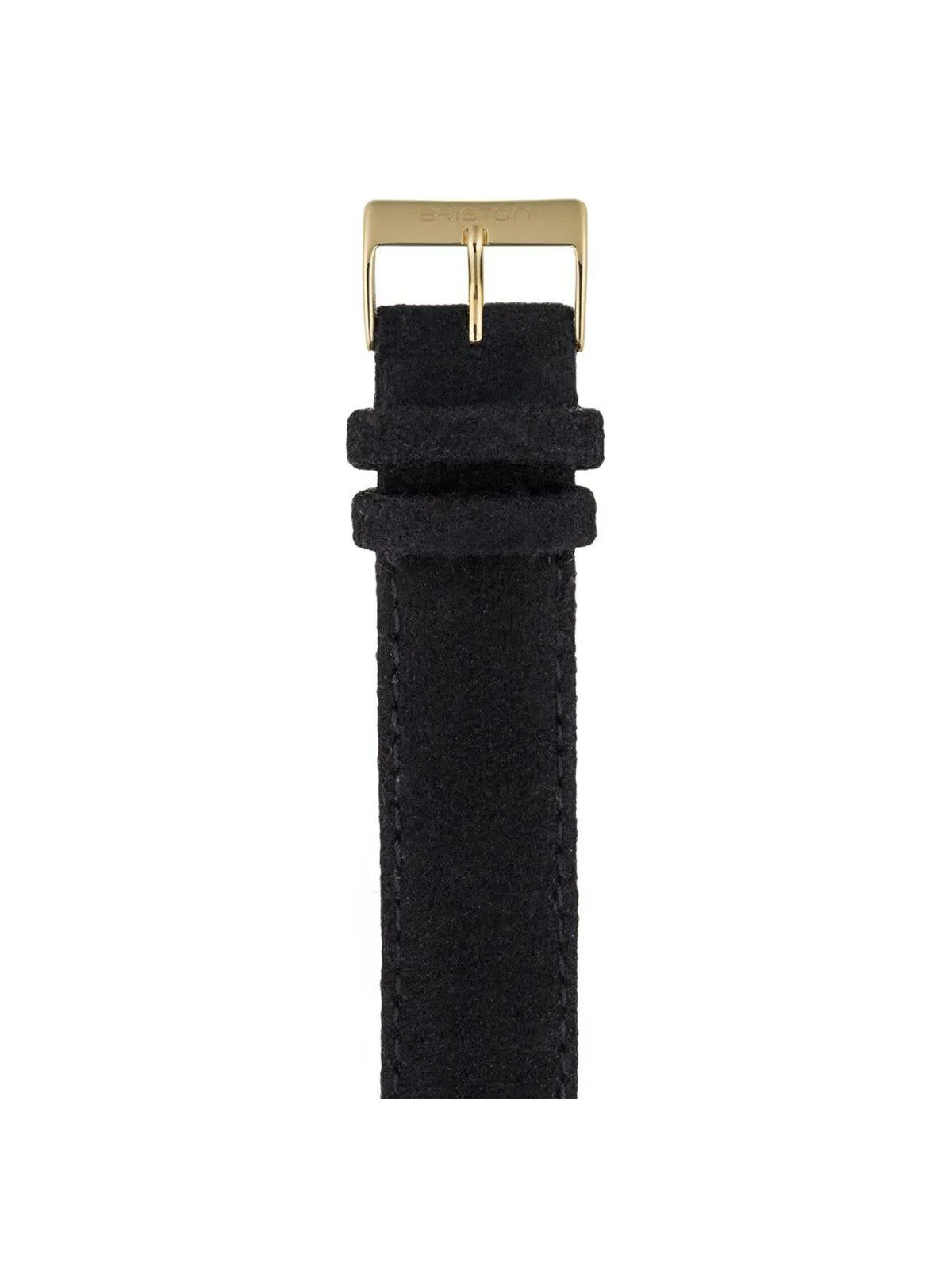 Briston Leather Flannel Strap Black Yellow Gold 20mm