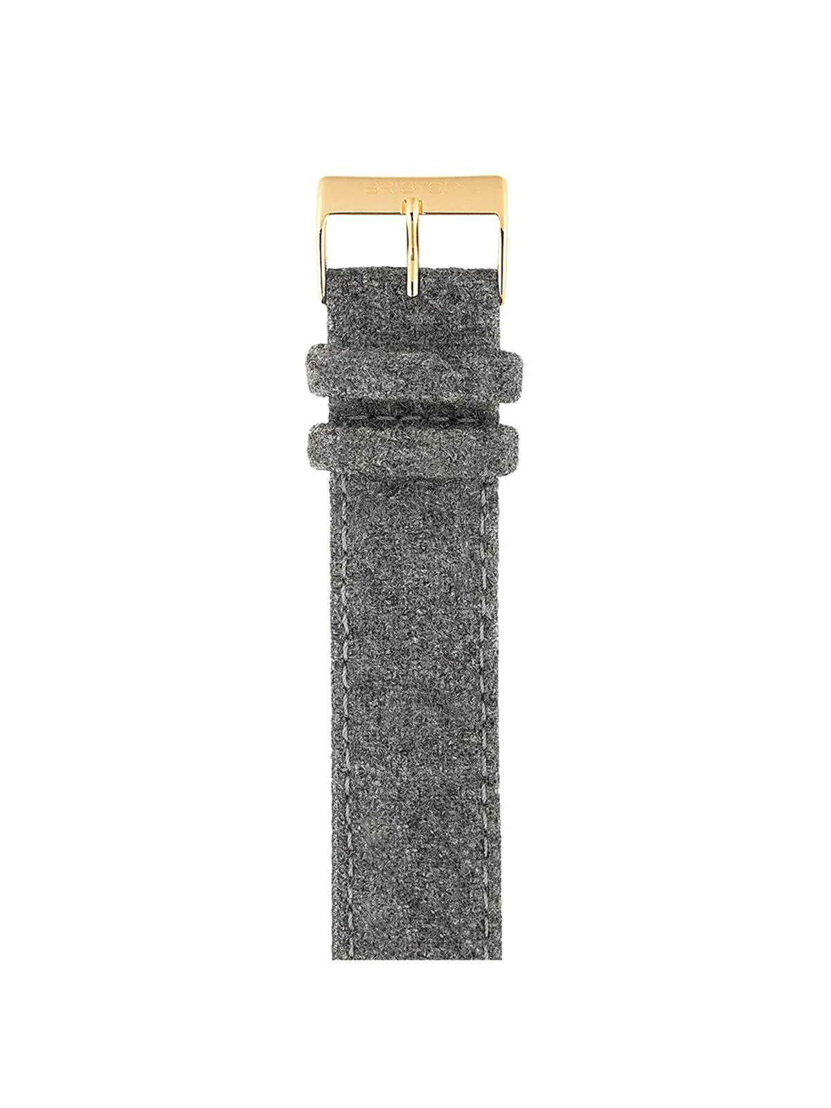 Briston Leather Flannel Strap Grey Yellow Gold 20mm