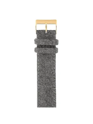 Briston Leather Flannel Strap Grey Yellow Gold 20mm