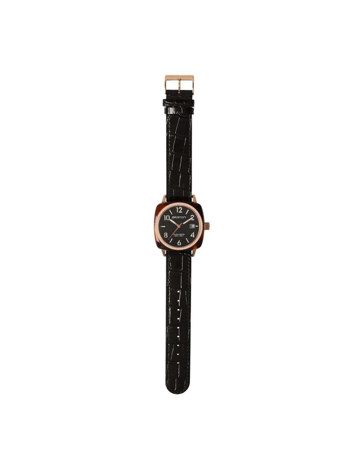 Briston Luxury Leather Strap Black Alligator Yellow Gold 20mm