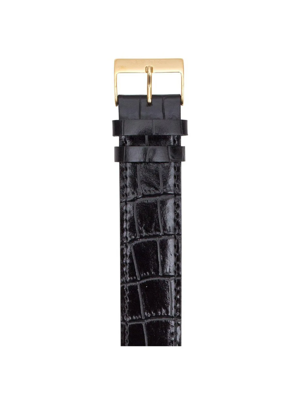 Briston Luxury Leather Strap Black Alligator Yellow Gold 20mm
