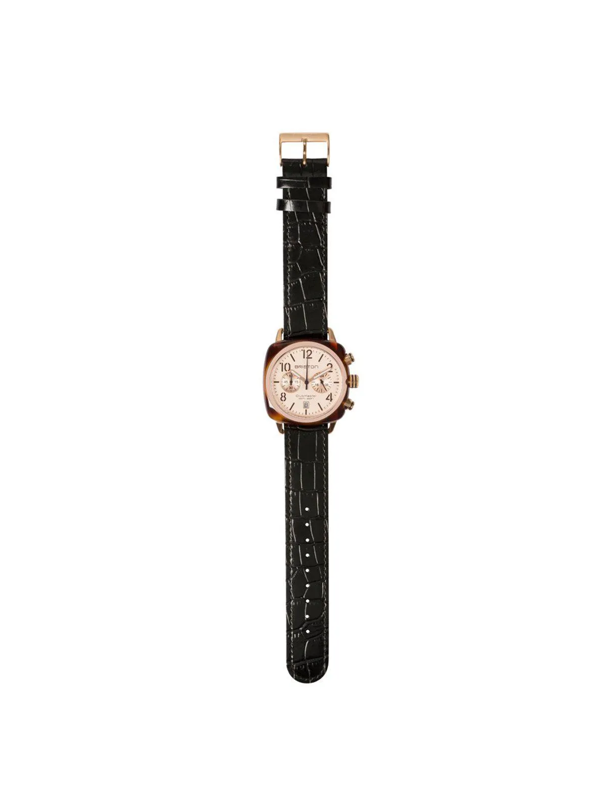 Briston Luxury Leather Strap Black Alligator Yellow Gold 20mm
