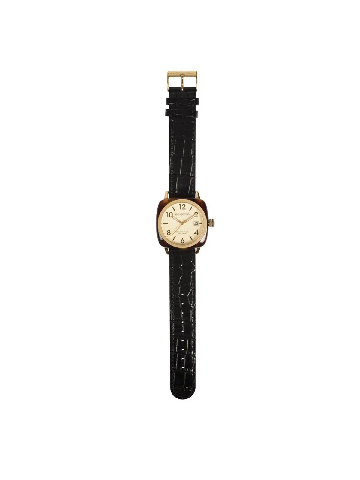 Briston Luxury Leather Strap Black Alligator Yellow Gold 20mm