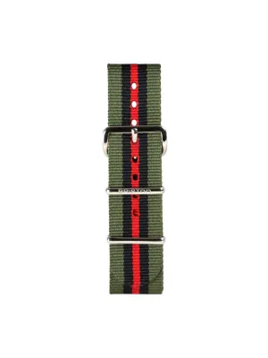 Briston Nato Strap Green Black Red Stripes Polished Steel 20mm
