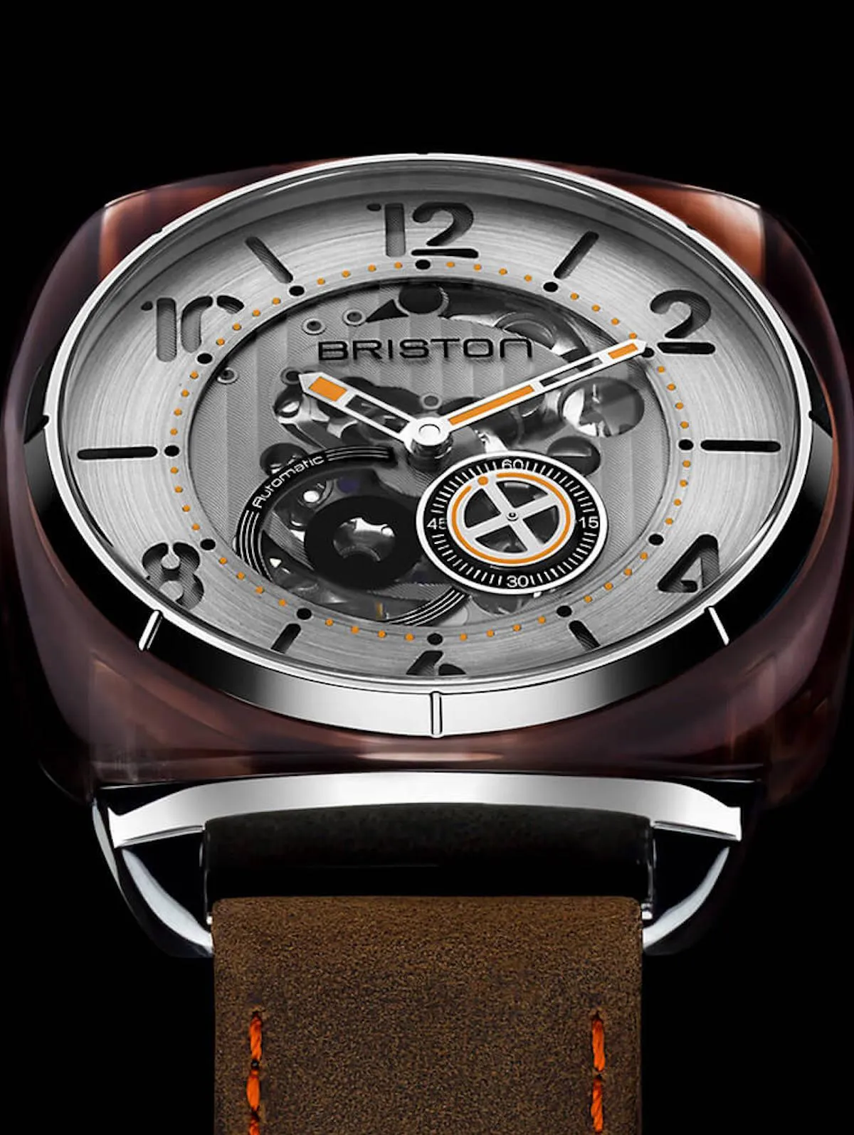 Briston Streamliner Skeleton Automatic Acetate HMS Brown / Silver 42mm
