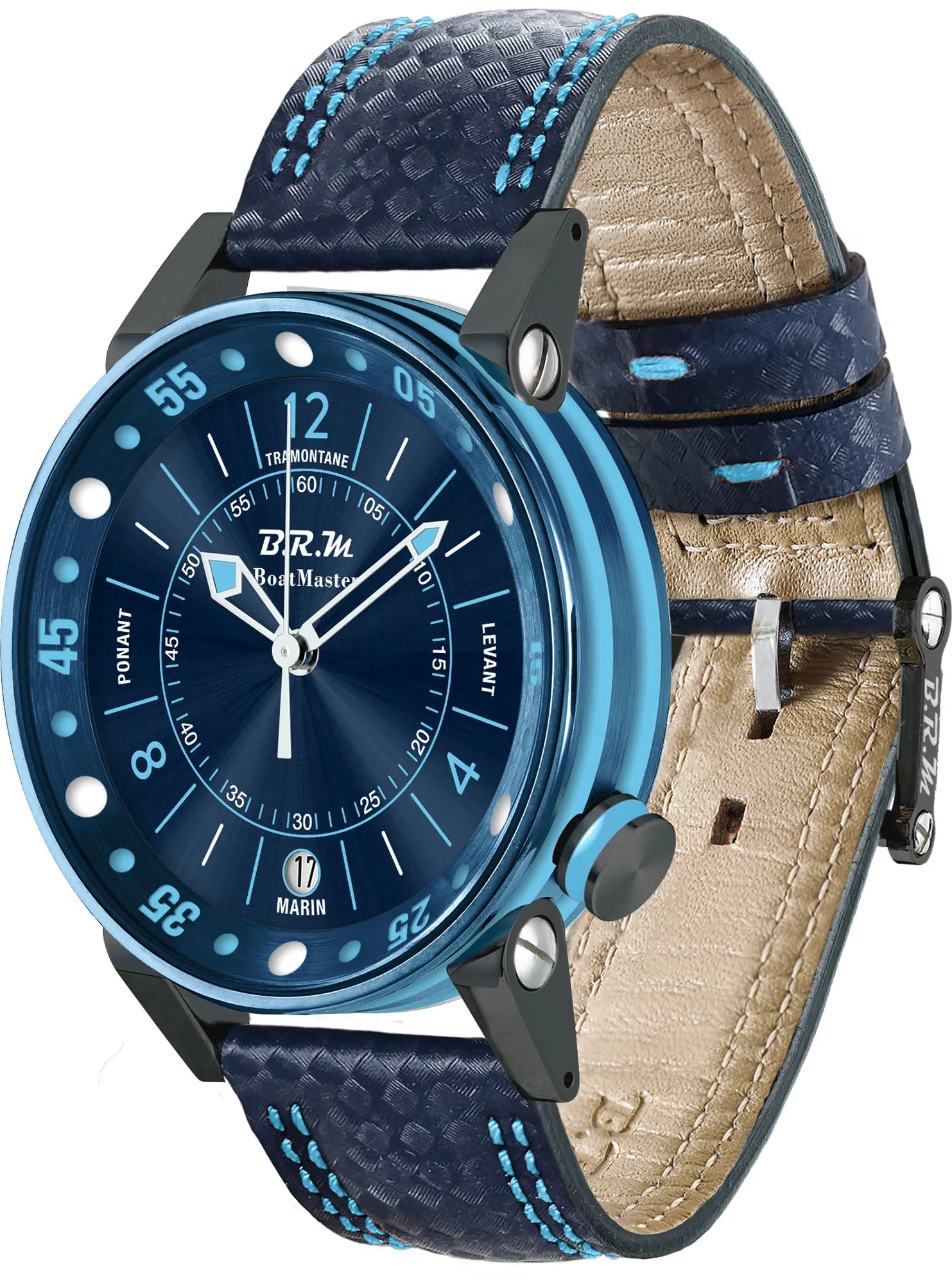 B.R.M. Watches Boat Master BM2 34mm Blue Sun Watch