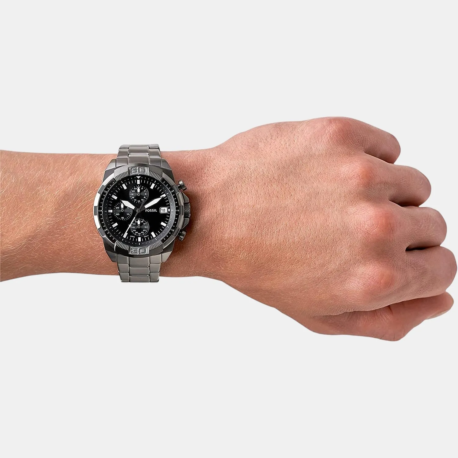 Bronson Men Quartz Black Dial Chronograph Stainless Steel Watch FS5852