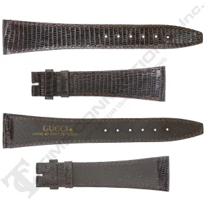 Brown Lizard Grain Leather Strap for Gucci Watches No. 208 (19mm x 14mm)