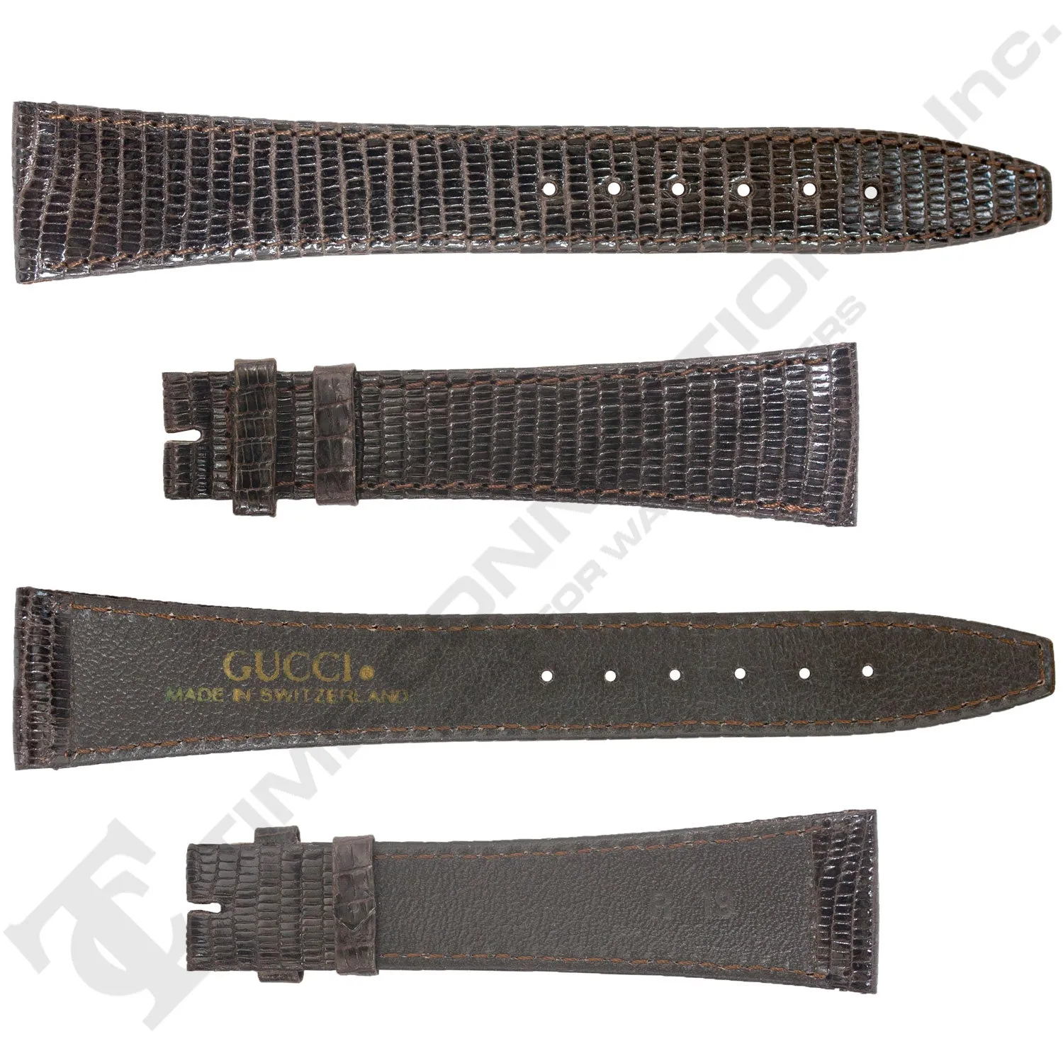 Brown Lizard Grain Leather Strap for Gucci Watches No. 208 (19mm x 14mm)