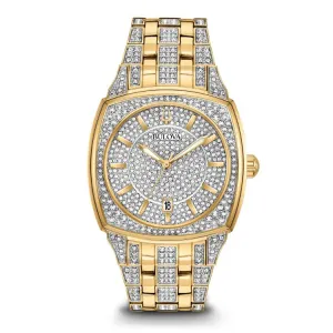 Bulova Phantom Mens Gold Tone Crystal Watch
