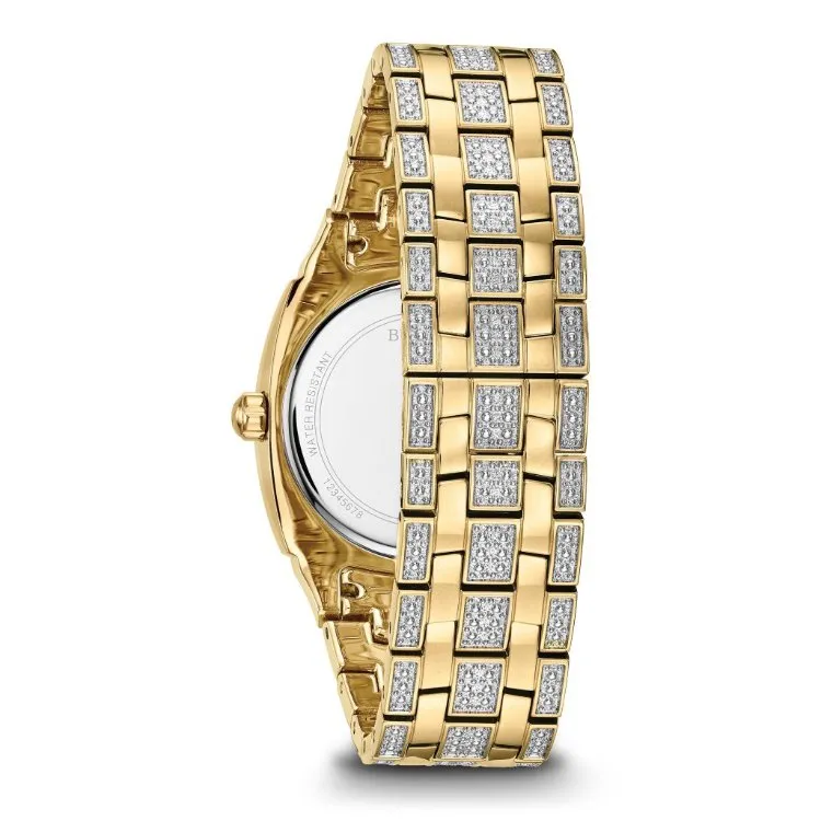 Bulova Phantom Mens Gold Tone Crystal Watch