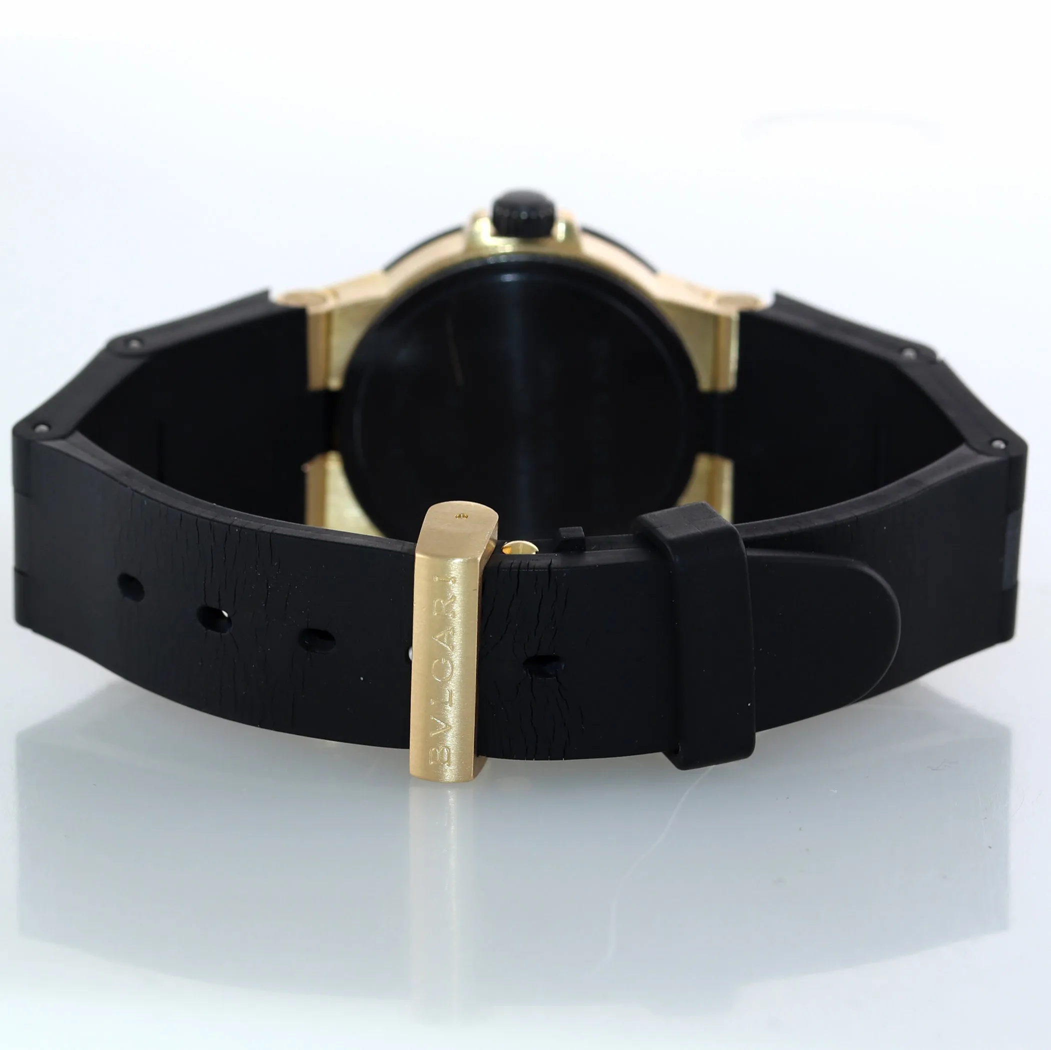 Bvlgari Bulgari Diagono 18k Yellow Gold Rubber AL32G Quartz 32mm Automatic Watch