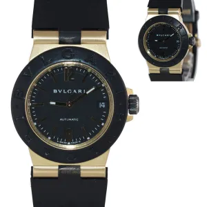 Bvlgari Bulgari Diagono 18k Yellow Gold Rubber AL32G Quartz 32mm Automatic Watch