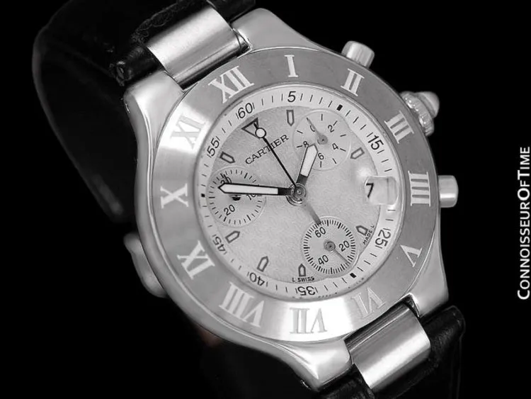 Cartier 21C Mens Chronoscaph Chronograph, Ref. 2424 - Stainless Steel