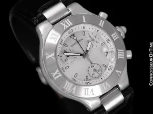 Cartier 21C Mens Chronoscaph Chronograph, Ref. 2424 - Stainless Steel