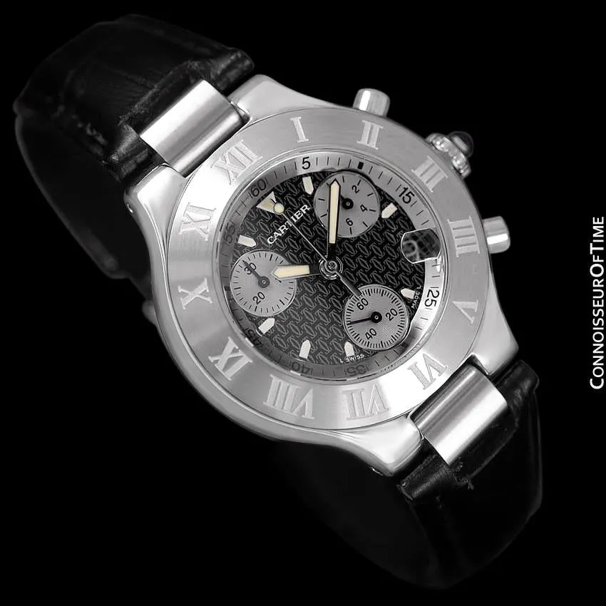 Cartier 21C Mens Chronoscaph Chronograph, Ref. 2424 - Stainless Steel