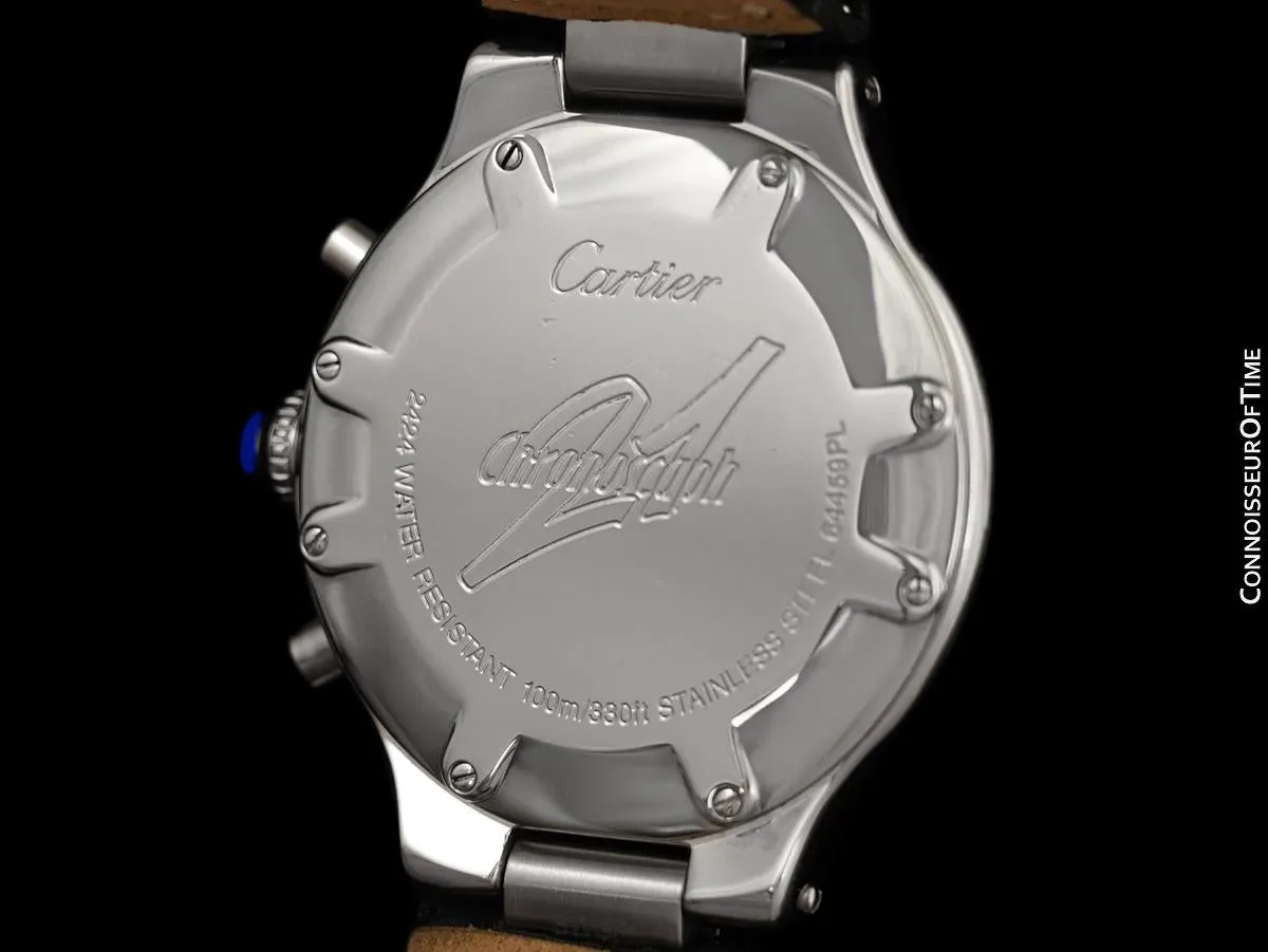 Cartier 21C Mens Chronoscaph Chronograph, Ref. 2424 - Stainless Steel