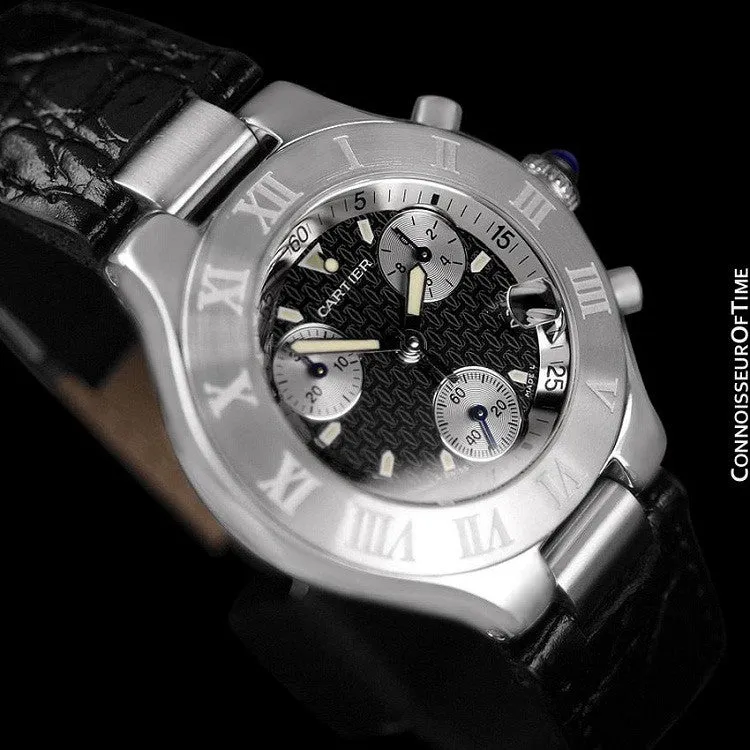 Cartier 21C Mens Chronoscaph Chronograph, Ref. 2424 - Stainless Steel