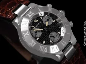 Cartier 21C Mens Chronoscaph Chronograph, Ref. 2424 - Stainless Steel